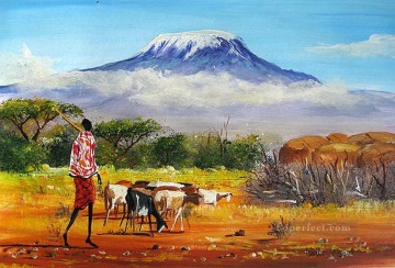 アフリカ人 Painting - アフリカから見た壮大なキリマンジャロ山